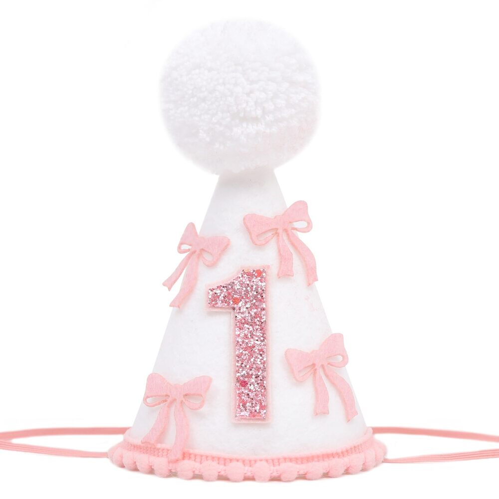 5665 Bow 1st Birthday Hat for Girls –Boho First Birthday Party Crown, Pink